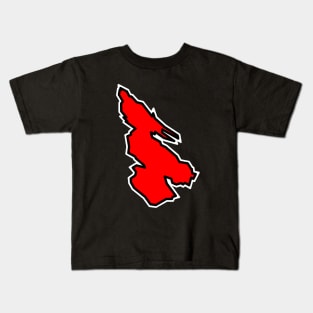 Salt Spring Island Silhouette in Red Hot Crimson  - Bold and Simple - Salt Spring Island Kids T-Shirt